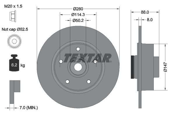 Гальмівний диск TEXTAR 92196000 - zapix