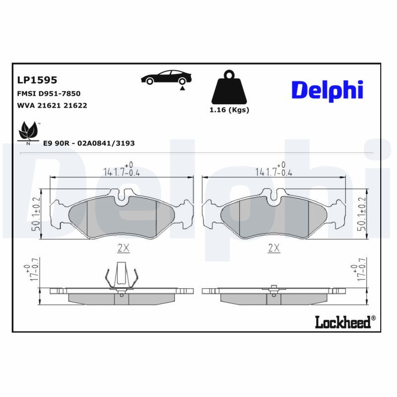 Гальмівні колодки дискові DELPHI LP1595