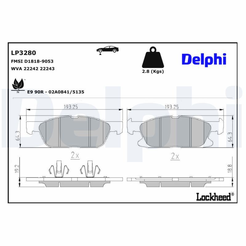 Гальмівні колодки дискові DELPHI LP3280 - zapix