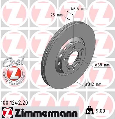 Гальмівний диск ZIMMERMANN 100124220 - zapix