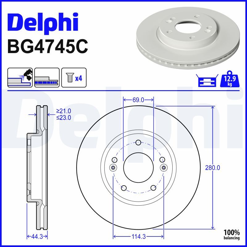 Гальмівний диск DELPHI BG4745C