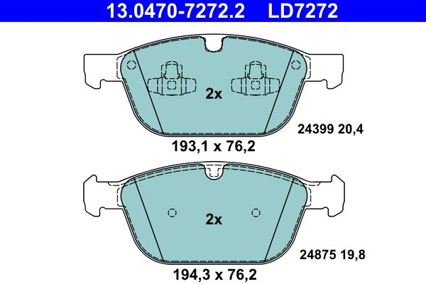 Гальмівні колодки дискові ATE 13047072722 - zapix