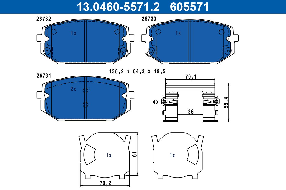 Гальмівні колодки дискові ATE 13046055712 - zapix