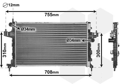 Радиатор охлаждения двигателя VAN WEZEL 37002380