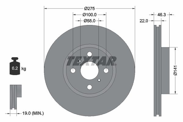 Гальмівний диск TEXTAR 92156200 - zapix