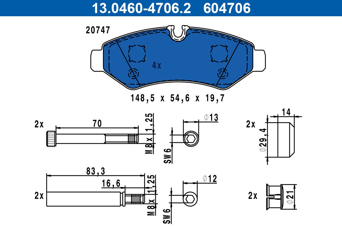 Гальмівні колодки дискові ATE 13046047062 - zapix