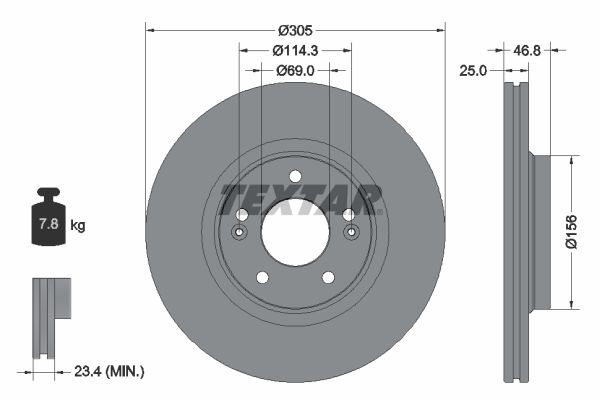 Гальмівний диск TEXTAR 92292205 - zapix