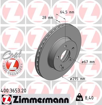 Гальмівний диск ZIMMERMANN 400365320 - zapix