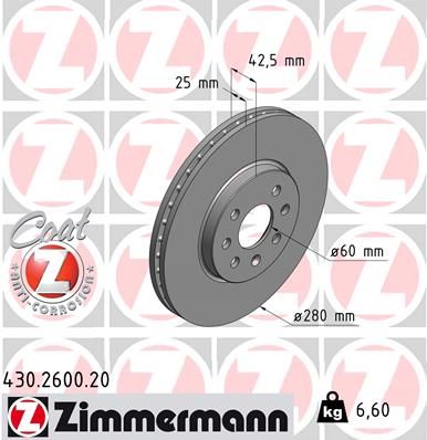 Гальмівний диск ZIMMERMANN 430260020 - zapix