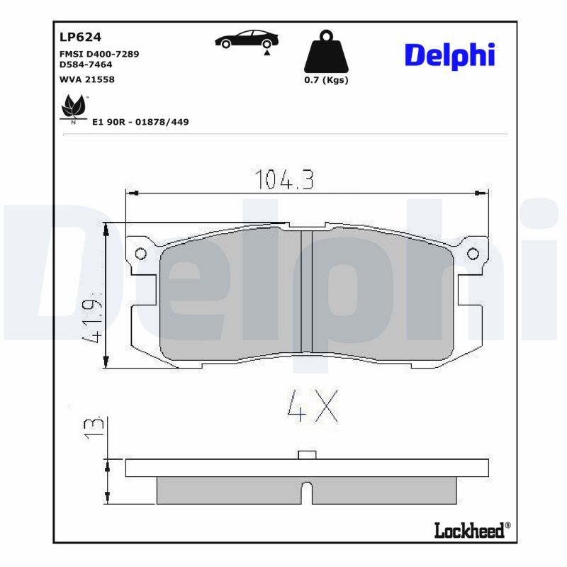 Гальмівні колодки дискові DELPHI LP624