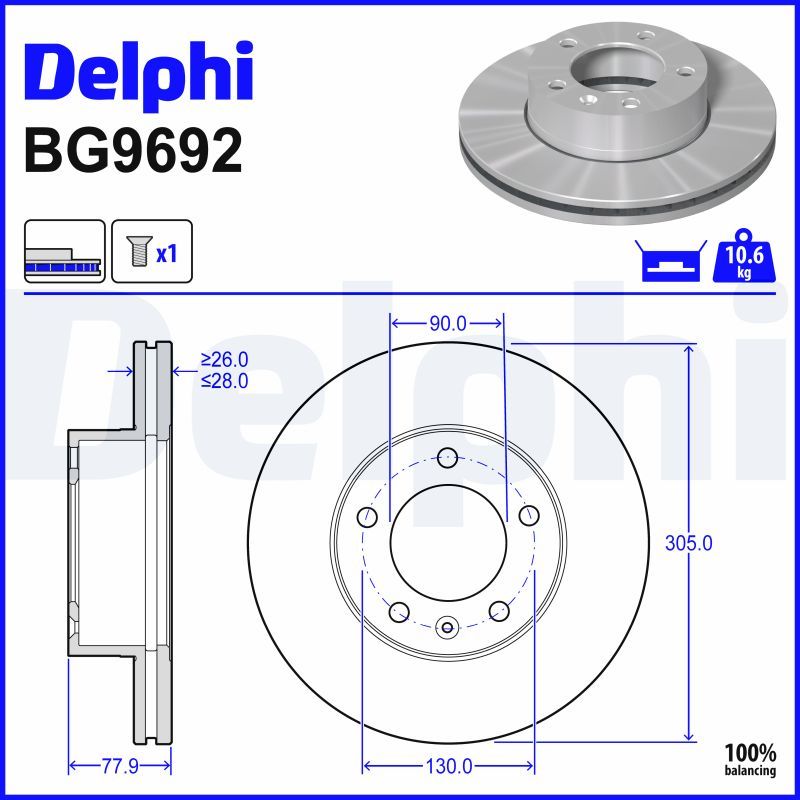 Гальмівний диск DELPHI BG9692 - zapix