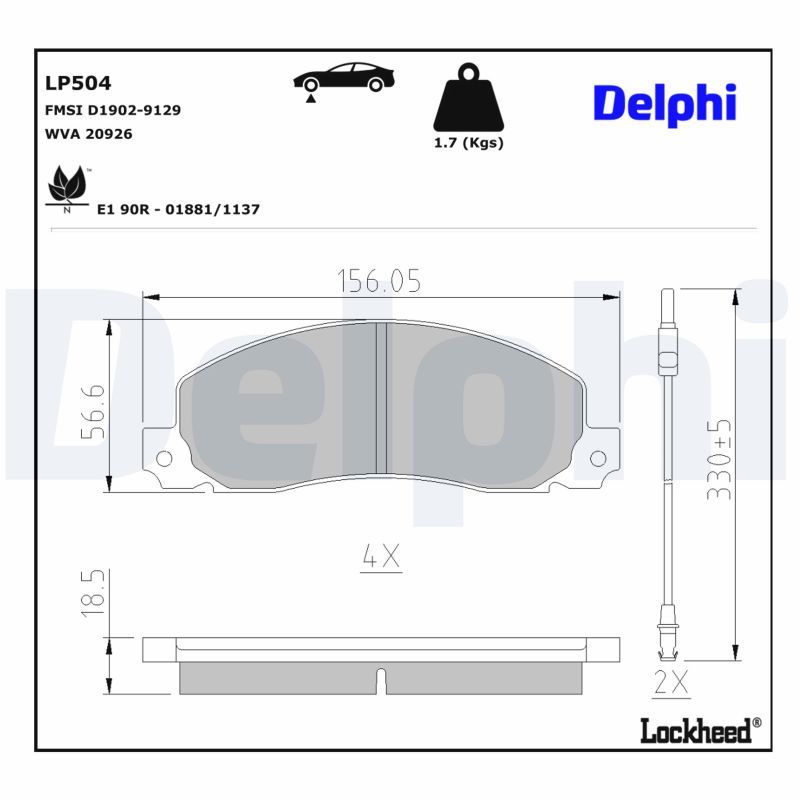 Гальмівні колодки дискові DELPHI LP504 - zapix