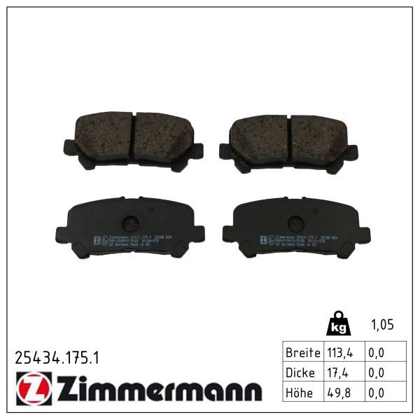 Гальмівні колодки дискові ZIMMERMANN 254341751 - zapix
