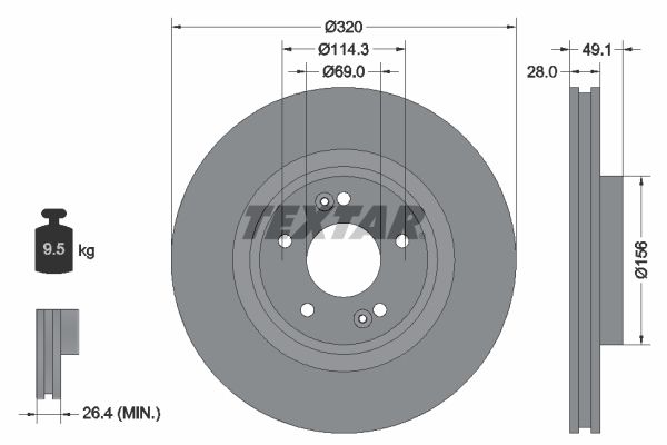 Гальмівний диск TEXTAR 92281803 - zapix