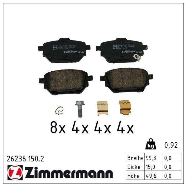 Гальмівні колодки дискові ZIMMERMANN 262361502 - zapix