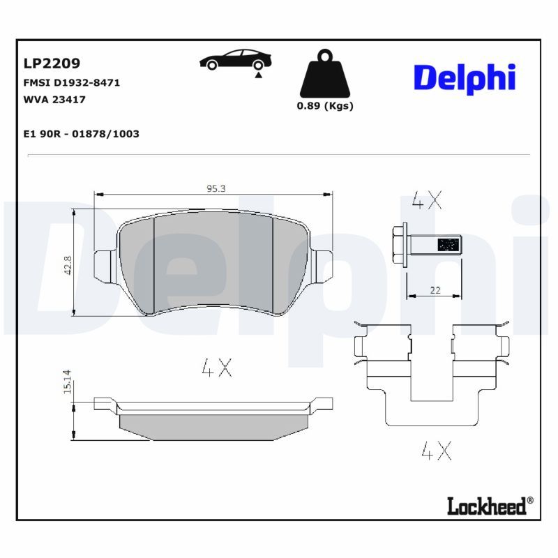Гальмівні колодки дискові DELPHI LP2209