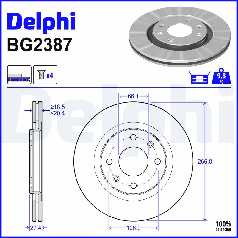 Гальмівний диск DELPHI BG2387 - zapix