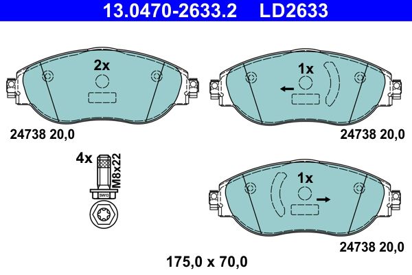 Гальмівні колодки дискові ATE 13047026332 - zapix