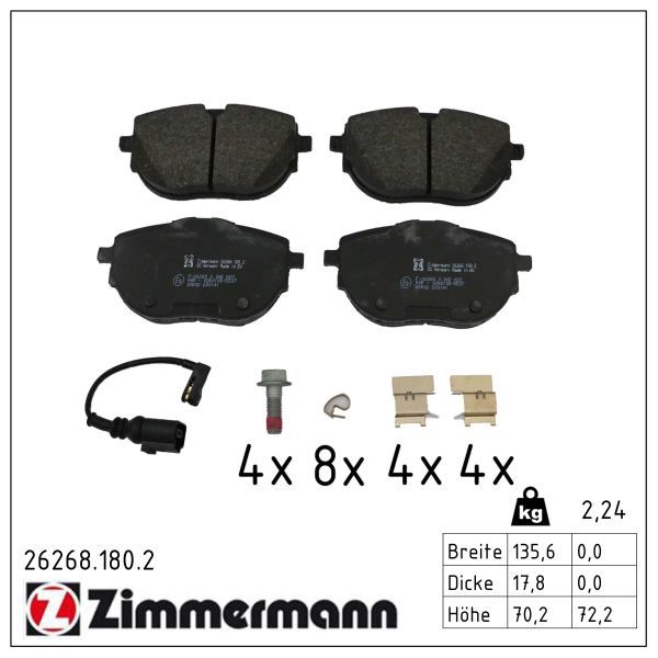Гальмівні колодки дискові ZIMMERMANN 262681802 - zapix
