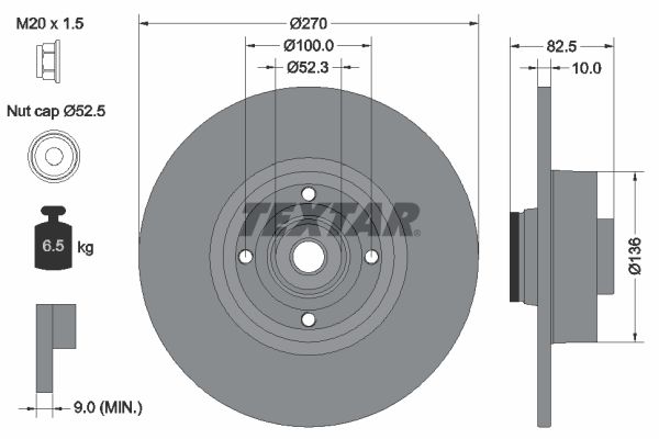 Гальмівний диск TEXTAR 92154503