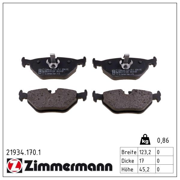 Гальмівні колодки дискові ZIMMERMANN 219341701 - zapix