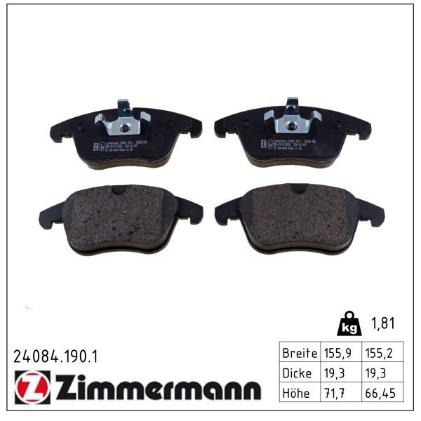 Гальмівні колодки дискові ZIMMERMANN 240841901 - zapix