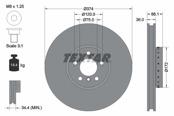 Гальмівний диск TEXTAR 92266325 - zapix