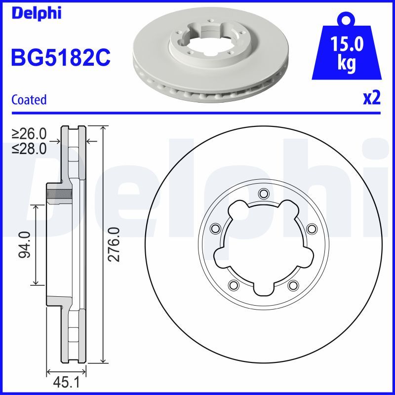 Гальмівний диск DELPHI BG5182C - zapix