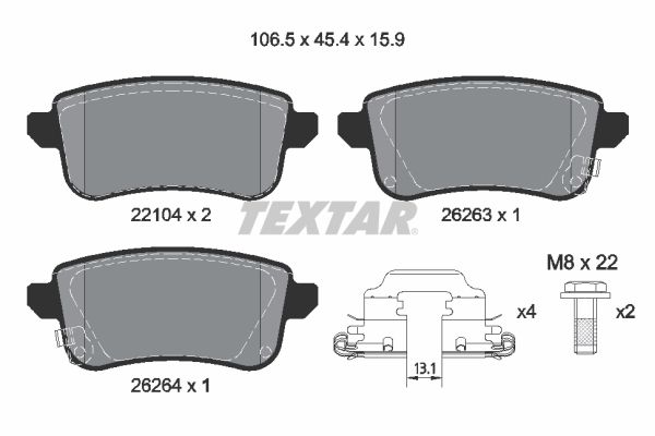 Гальмівні колодки дискові TEXTAR 2210401 - zapix
