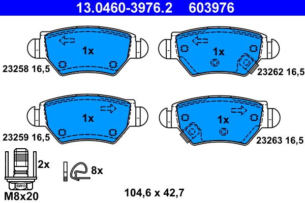Гальмівні колодки дискові ATE 13046039762 - zapix