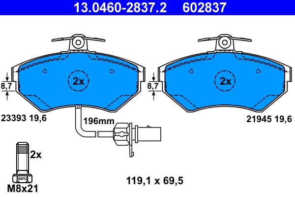 Гальмівні колодки дискові ATE 13046028372 - zapix