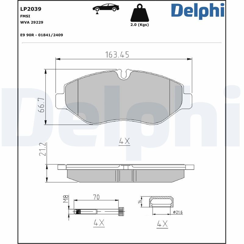 Тормозные колодки дисковые DELPHI LP2039