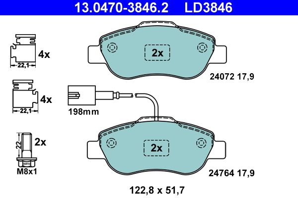 Гальмівні колодки дискові ATE 13047038462 - zapix