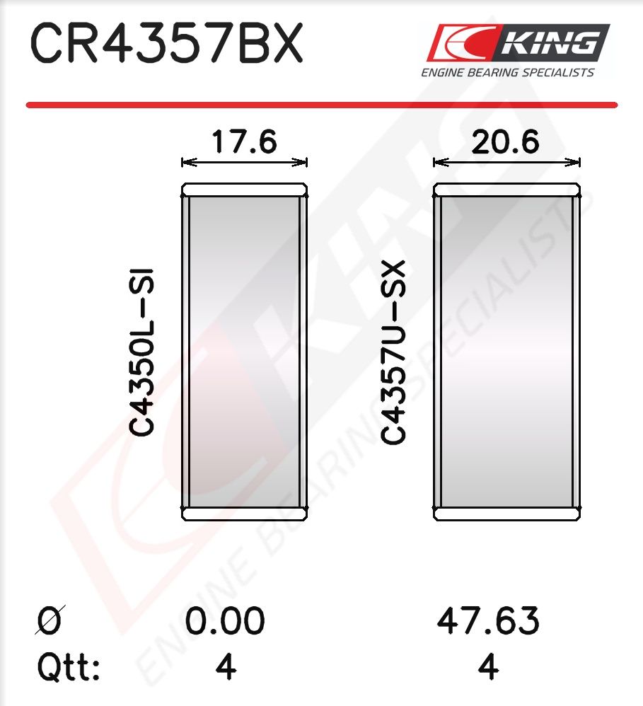 Вкладиші шатунні KING CR4357BX05 - zapix