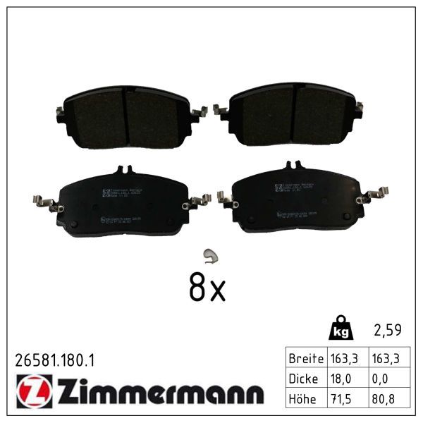 Гальмівні колодки дискові ZIMMERMANN 265811801 - zapix