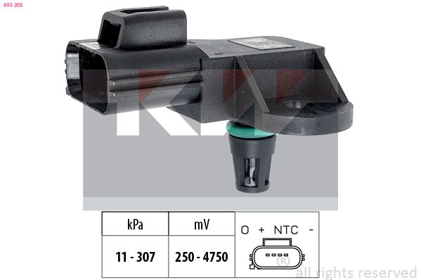 Датчик тиску наддува KW 493205 - zapix