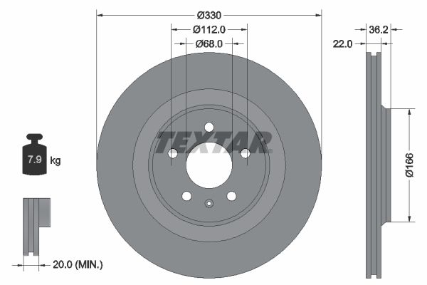Гальмівний диск TEXTAR 92160303 - zapix