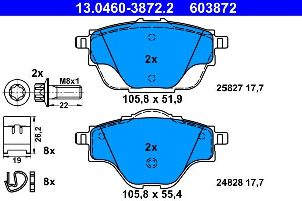 Гальмівні колодки дискові ATE 13046038722 - zapix