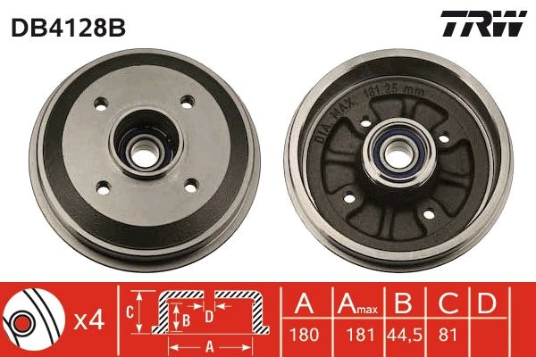 Гальмівний барабан TRW DB4128B - zapix