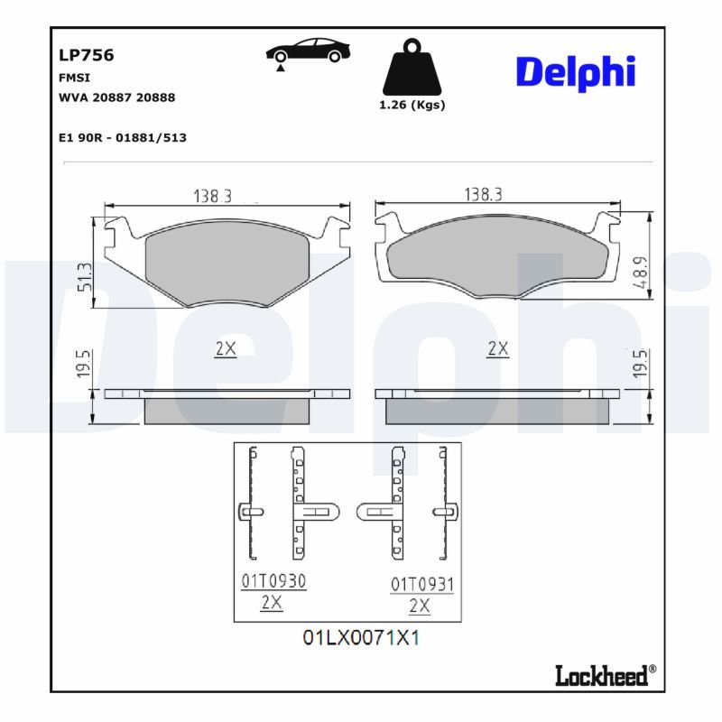 Тормозные колодки дисковые DELPHI LP756
