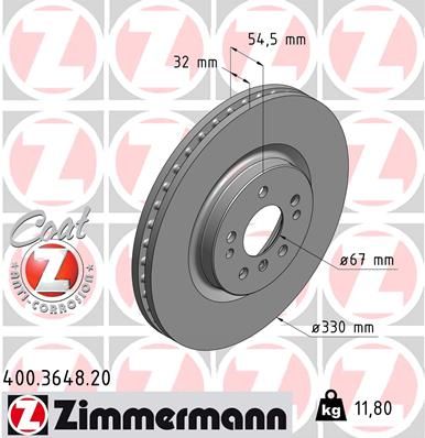 Гальмівний диск ZIMMERMANN 400364820 - zapix