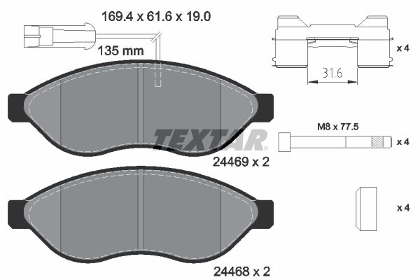 Гальмівні колодки дискові TEXTAR 2446902 - zapix