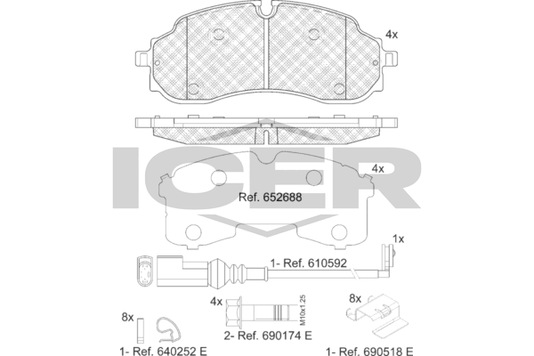 Гальмівні колодки дискові ICER 142490 - zapix