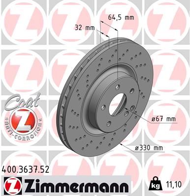 Гальмівний диск ZIMMERMANN 400363752 - zapix