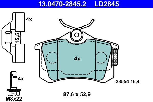 Гальмівні колодки дискові ATE 13047028452 - zapix