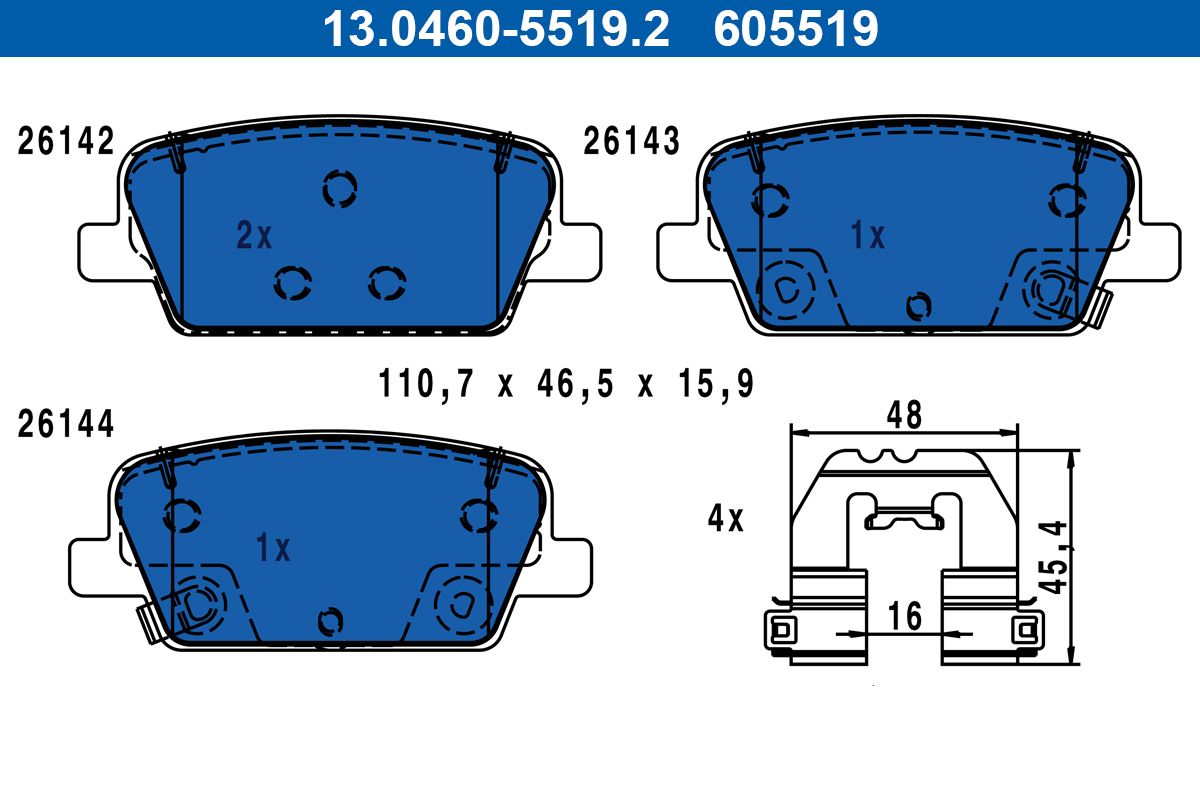 Гальмівні колодки дискові ATE 13046055192 - zapix