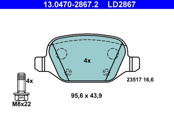 Гальмівні колодки дискові ATE 13047028672 - zapix
