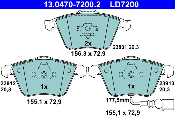 Гальмівні колодки дискові ATE 13047072002 - zapix