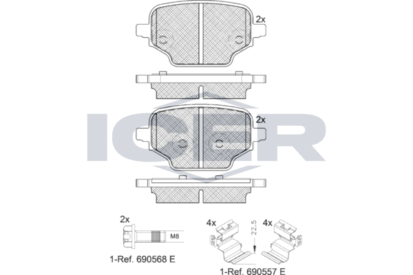 Гальмівні колодки дискові ICER 182347 - zapix