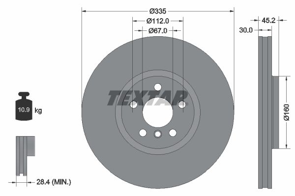 Гальмівний диск TEXTAR 92316205 - zapix